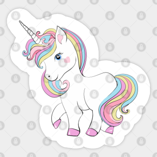 Cute unicorn kawaii art Unicorn Sticker TeePublic